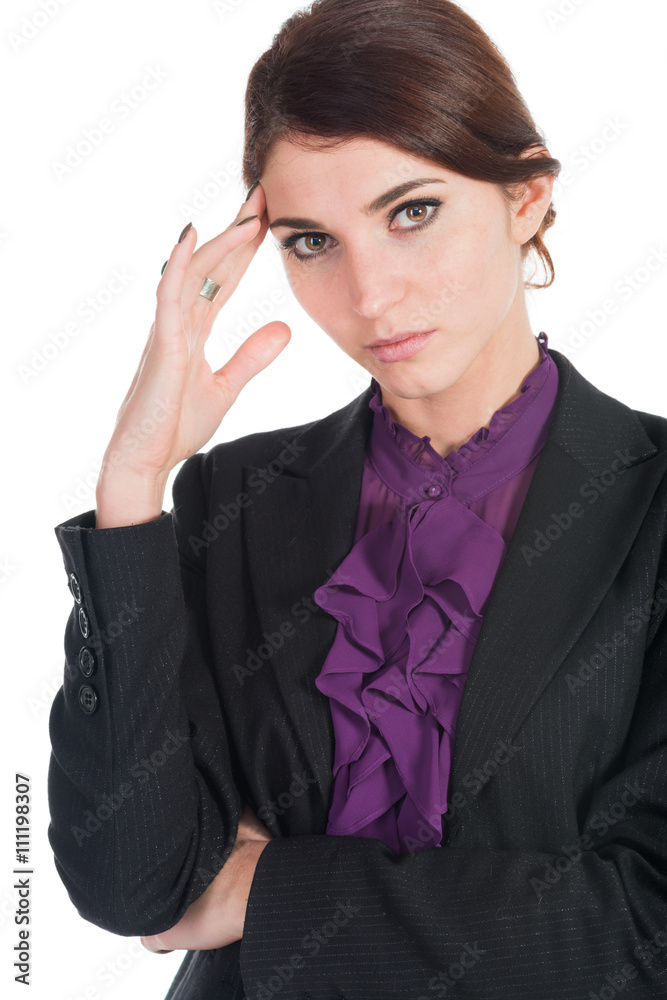 beautiful business woman worry about anything isolated beautiful business woman worry about anything isolated