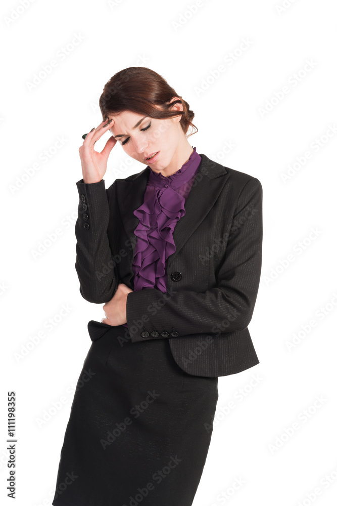 beautiful business woman worry about anything isolated beautiful business woman worry about anything isolated