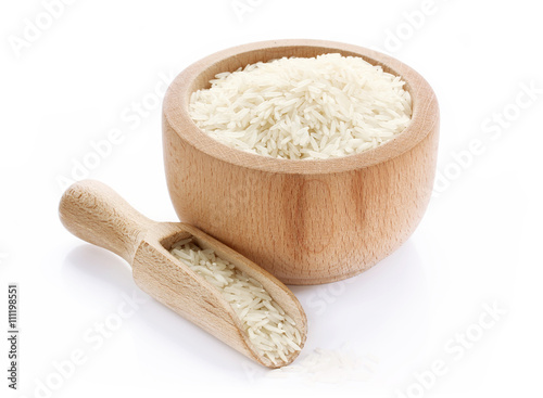 Basmati rice in wooden bowl