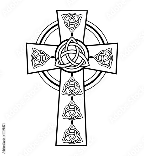 Ornate celtic cross vector on white, croce celtica vettoriale su sfondo bianco