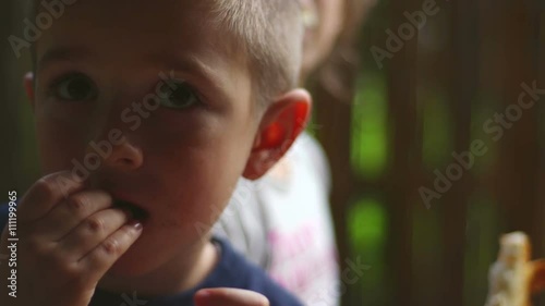 Kid eating close up
