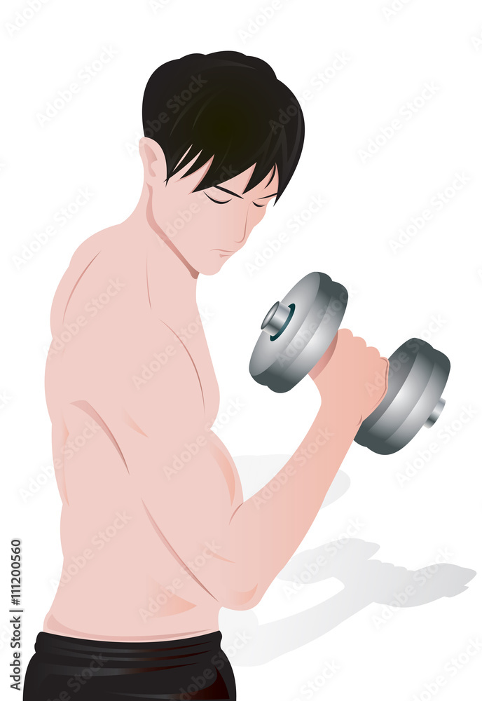 illustration of a man exercising with weights. illustration of a man exercising with weights.
