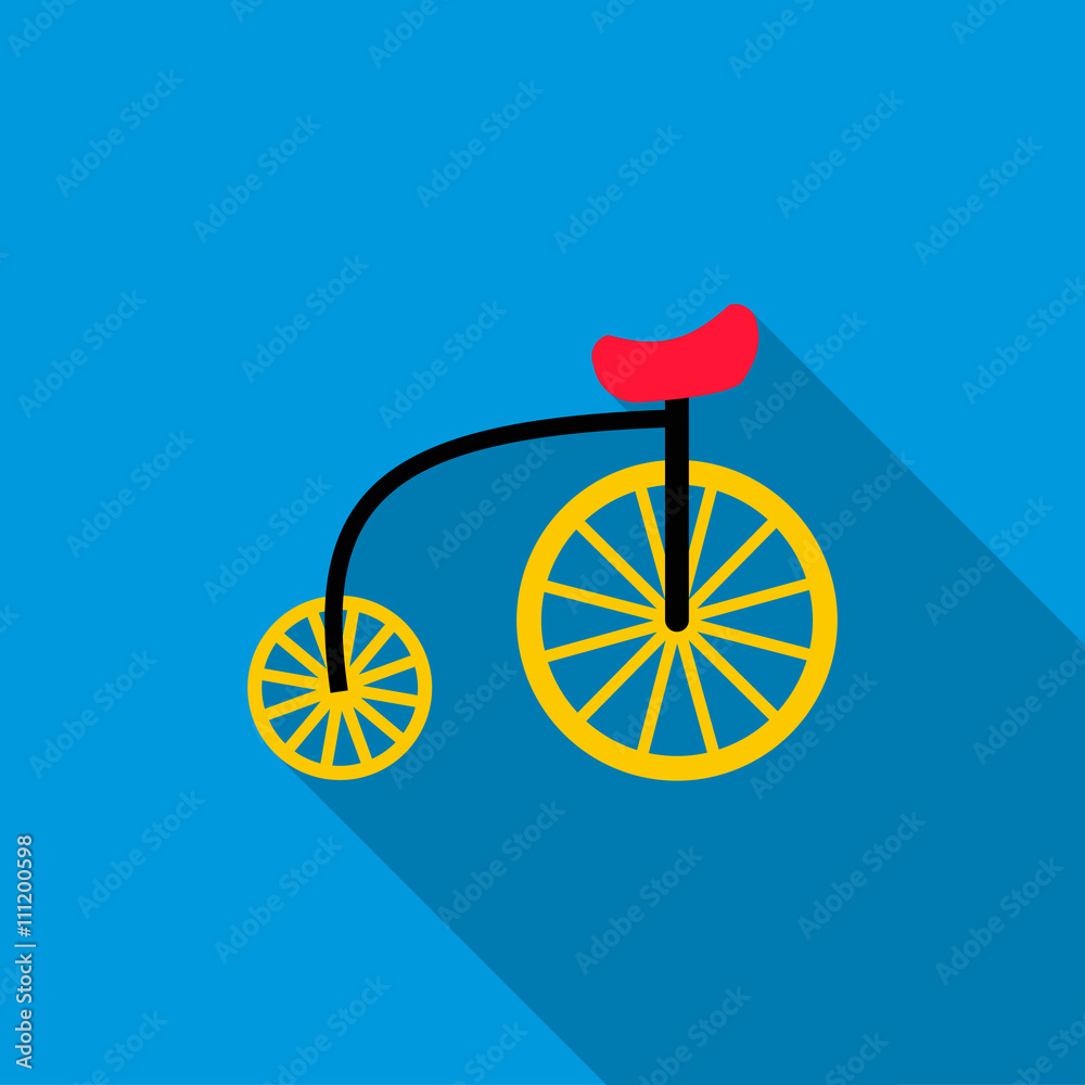 Highwheel bike icon, flat style Highwheel bike icon, flat style