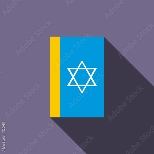 Jewish holy book icon, flat style