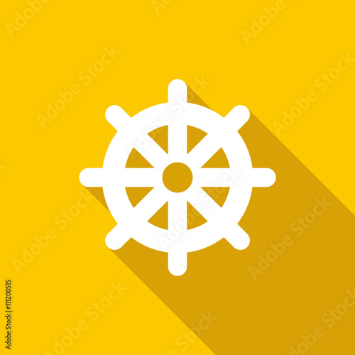 Wheel of Dharma icon, flat style 