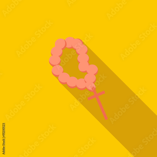 Christian rosary icon in flat style