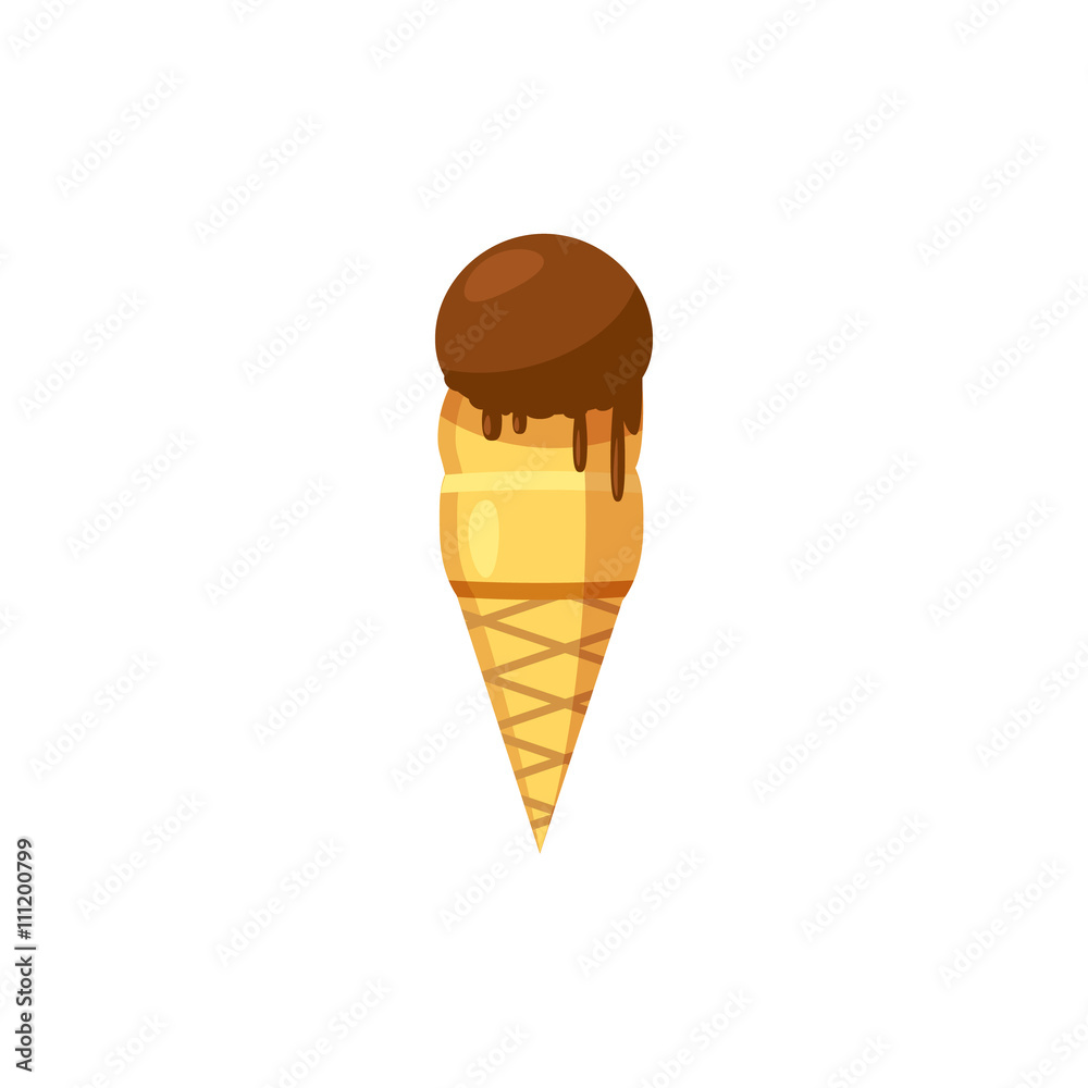 Chocolate ice cream in a waffle cone icon Chocolate ice cream in a waffle cone icon