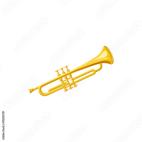 Brass trumpet icon  cartoon style