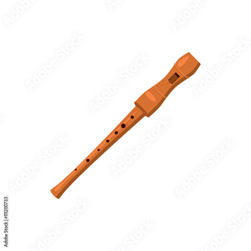 Wooden flute icon, cartoon style 
