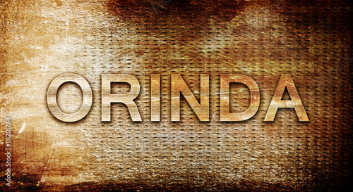 orinda, 3D rendering, text on a metal background photo