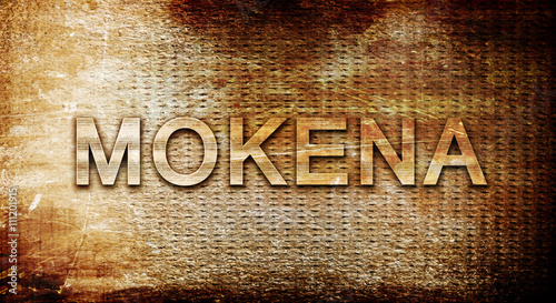 mokena, 3D rendering, text on a metal background photo