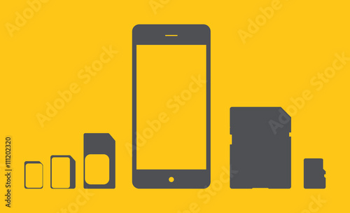 Phone icon from the memory card and SIM cards of different types