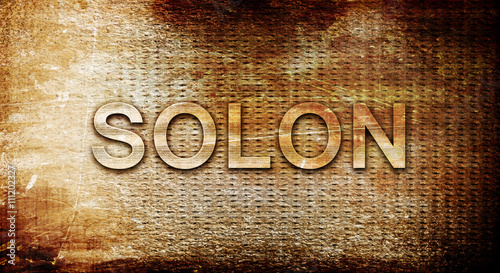 solon, 3D rendering, text on a metal background