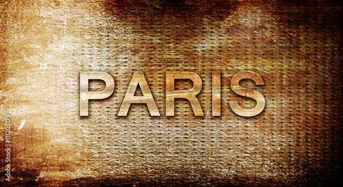 paris, 3D rendering, text on a metal background