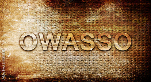 owasso, 3D rendering, text on a metal background photo