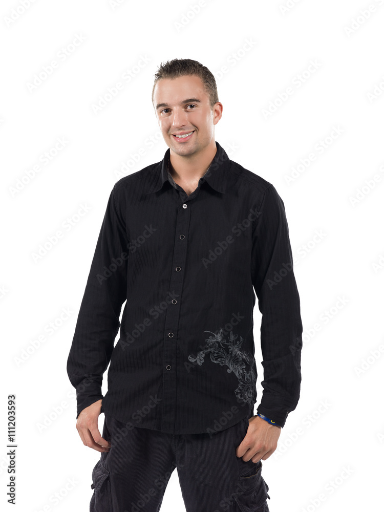 portrait of a happy young man posing against white. portrait of a happy young man posing against white.