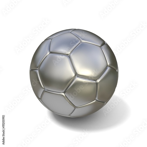 Silver football - soccer ball isolated on white background. 3D illustration