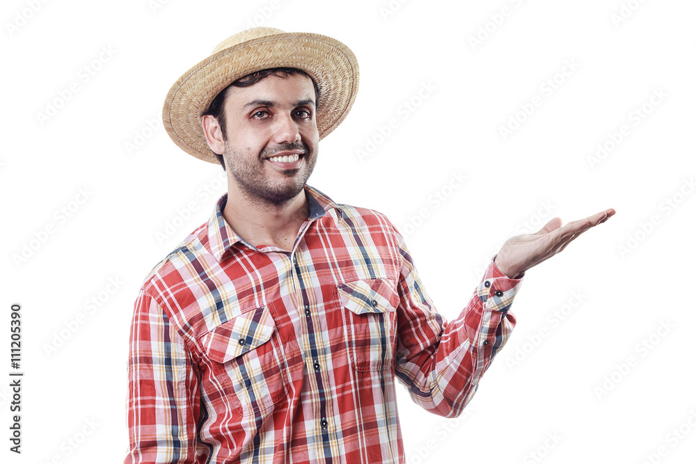 Portrait of brazilian man wearing typical clothes for the Festa Portrait of brazilian man wearing typical clothes for the Festa