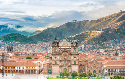 Obraz na płótnie Morning sun rising at Plaza de armas, Cusco, City