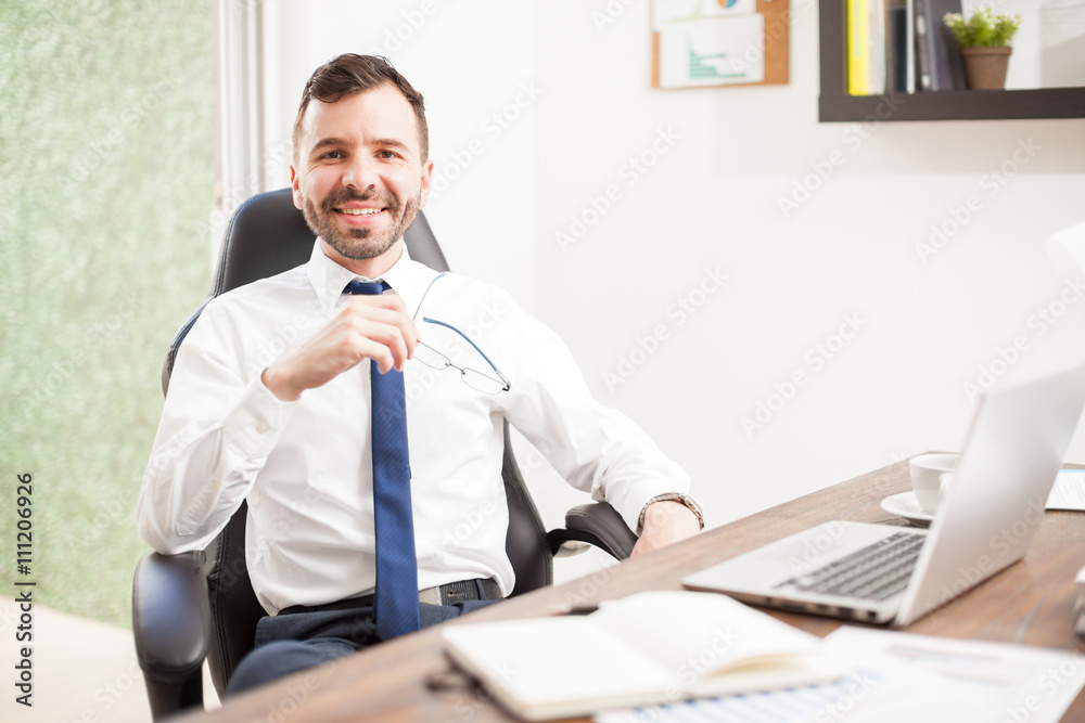 Young attorney working in his office