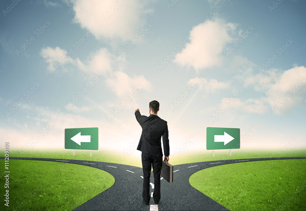 Businessman in front of a choice Businessman in front of a choice