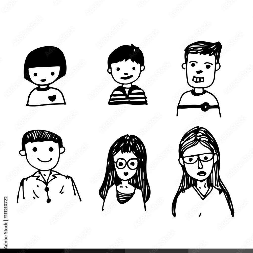 people draw line black white illustration design people draw line black white illustration design