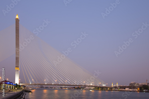 Rama VIII bridge in dusk.