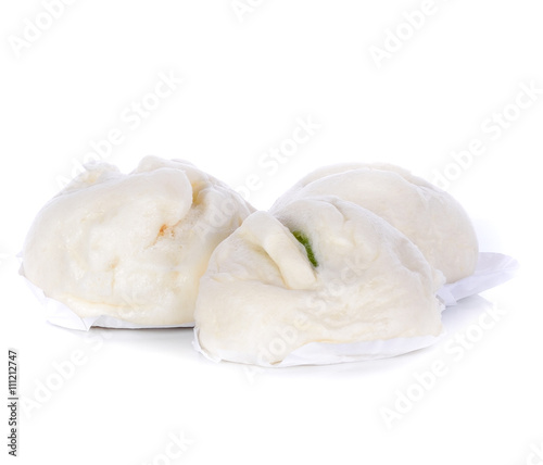 Steamed dumpling on white background