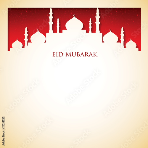 Mosque "Eid Mubarak" (Blessed Eid) card in vector format.
