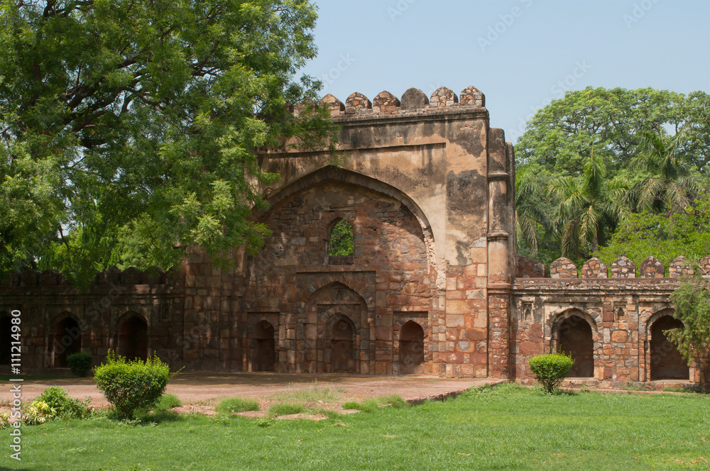 Ancient gate and wall of the tomb of Sultan Sikandar. Delhi, India