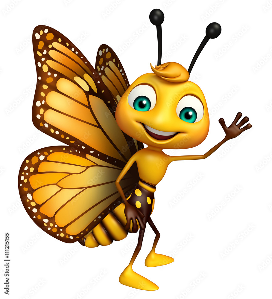 funny Butterfly cartoon character Stock Illustration | Adobe