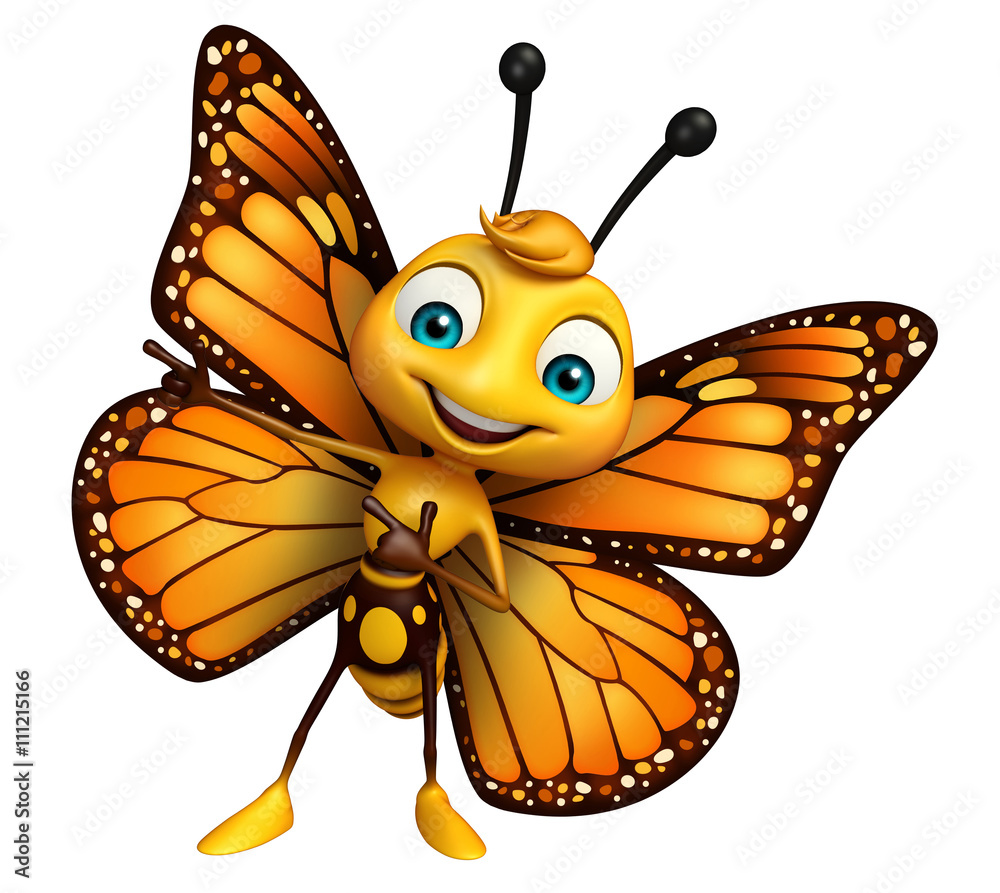pointing Butterfly cartoon character Stock Illustration | Adobe Stock