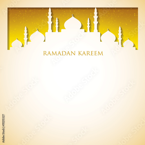 Mosque "Ramadan Kareem" (Generous Ramadan) card in vector format.