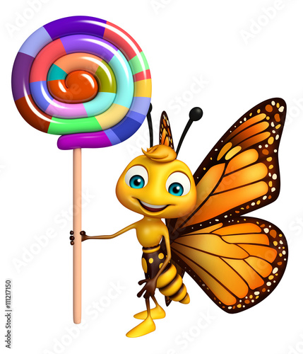 Butterfly cartoon character with lollypop