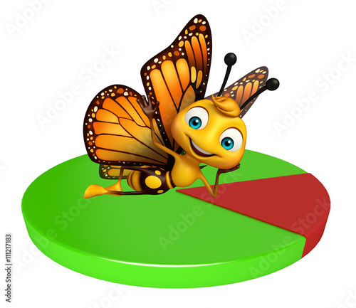 Butterfly cartoon character with circle sign