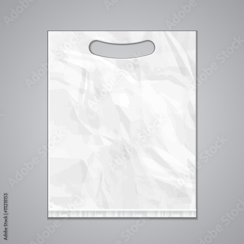 Disposable Plastic Bag Package Grayscale Template On White Background Isolated. . Mock Up Template Ready For Your Design. Product Packing Vector EPS10. Isolated