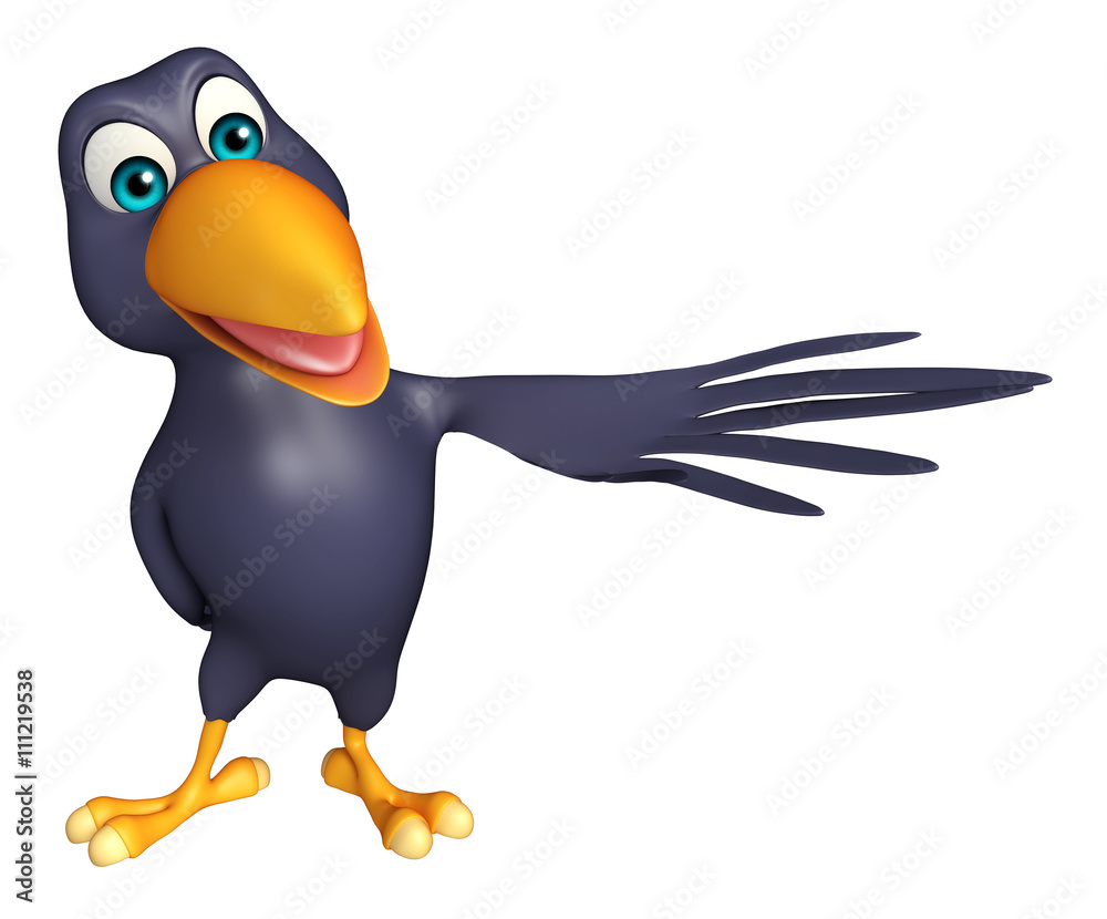 Fototapeta premium pointing Crow cartoon character