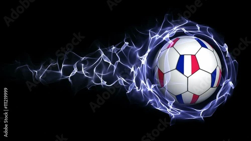 France Flag Soccer Ball in Blue Abstract Particles Ring, Loop, 4k
 photo