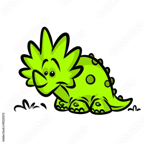 Triceratops Dinosaur Green cartoon illustration isolated image animal character 