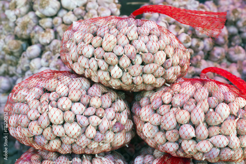 shallots in a net