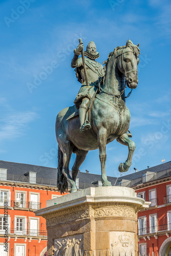 Statue of Felipe III at the Mayor Place in Madrid