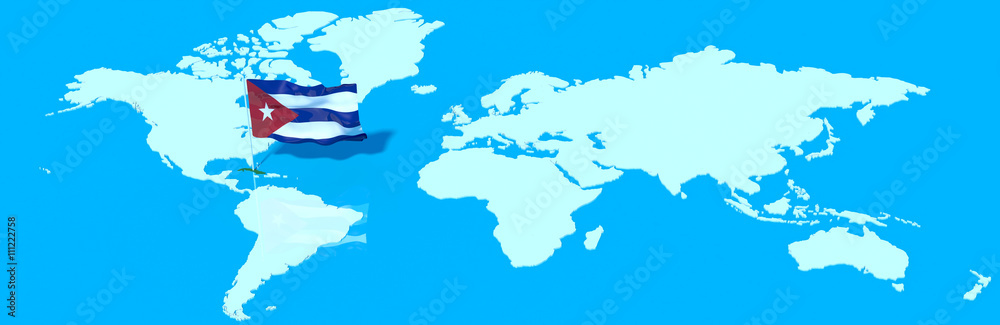 Pianeta Terra 3D con bandiera al vento Cuba Pianeta Terra 3D con bandiera al vento Cuba