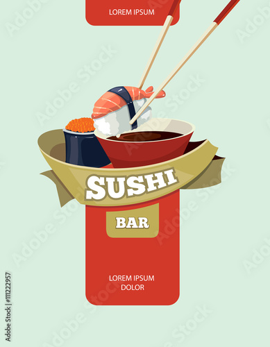 Vector poster of Sushi rolls food