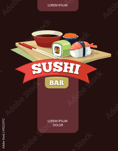 Vector poster of Sushi rolls food