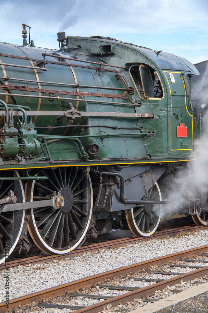 Naklejka premium Locomotive à vapeur, monument historique, Baie de Somme, Picardie, France