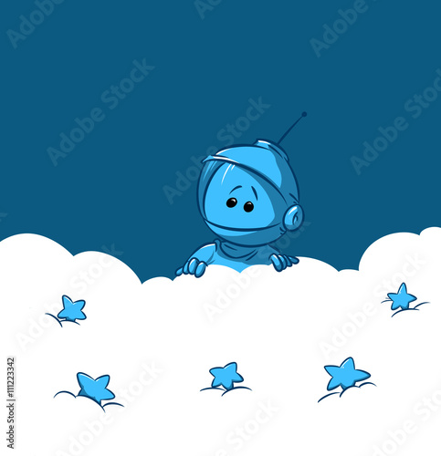 Obraz na plátne Cosmonaut star sky cloud illustration cartoon