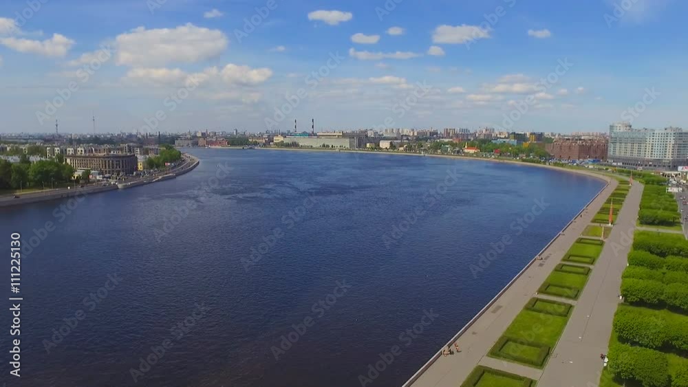 Aerial view of embankment in Saint-Petersburg, Russia Aerial view of embankment in Saint-Petersburg, Russia