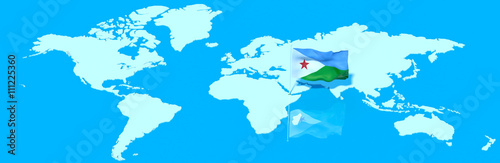 Pianeta Terra 3D con bandiera al vento Gibuti photo