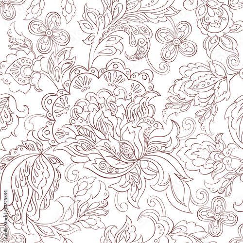 folkloric flowers seamless pattern. ethnic floral vector ornament