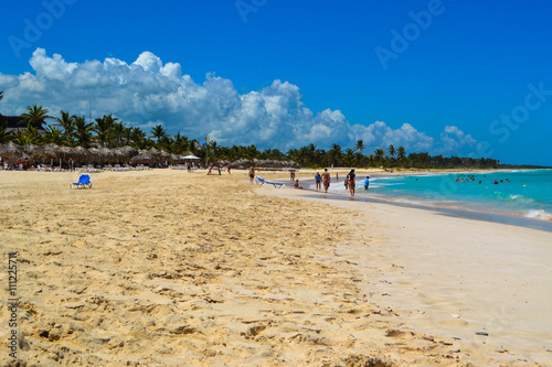 Travel in Dominican Republic. White sand on the beach photo